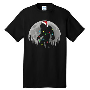 Bigfoot Santa Christmas Tree Lights Funny Xmas Sasquatch Tall T-Shirt