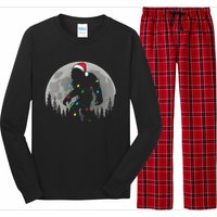 Bigfoot Santa Christmas Tree Lights Funny Xmas Sasquatch Long Sleeve Pajama Set