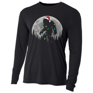 Bigfoot Santa Christmas Tree Lights Funny Xmas Sasquatch Cooling Performance Long Sleeve Crew