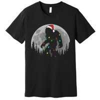 Bigfoot Santa Christmas Tree Lights Funny Xmas Sasquatch Premium T-Shirt