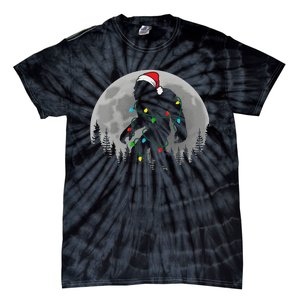 Bigfoot Santa Christmas Tree Lights Funny Xmas Sasquatch Tie-Dye T-Shirt