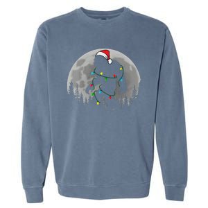 Bigfoot Santa Christmas Tree Lights Funny Xmas Sasquatch Garment-Dyed Sweatshirt