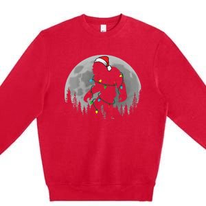 Bigfoot Santa Christmas Tree Lights Funny Xmas Sasquatch Premium Crewneck Sweatshirt