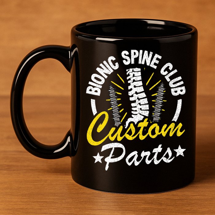 Bionic Spine Club Customs Parts Funny Back Surgery Recovery 11oz C Handle Ceramic Mug