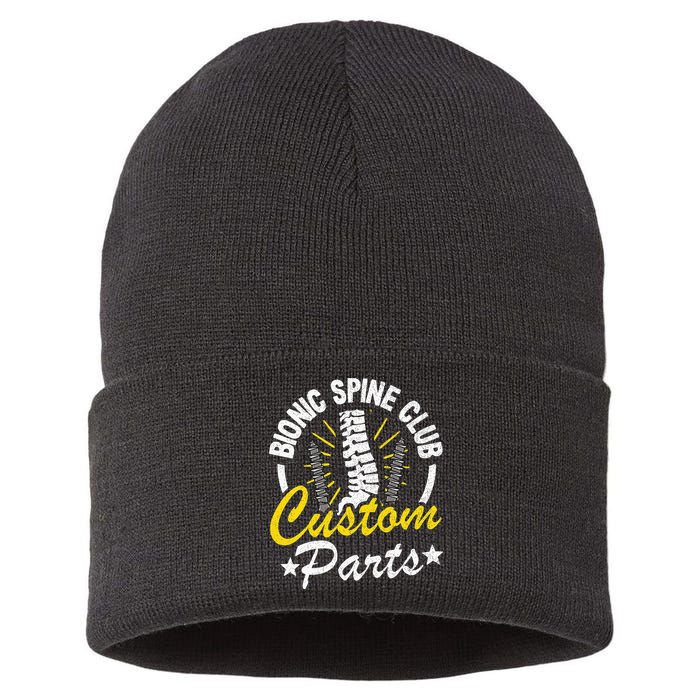 Bionic Spine Club Customs Parts Funny Back Surgery Recovery Sustainable Knit Beanie