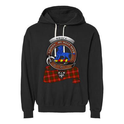 Bruce Scottish Clan Badge & Tartan Garment-Dyed Fleece Hoodie