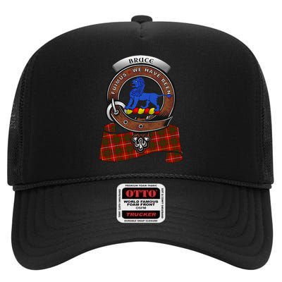 Bruce Scottish Clan Badge & Tartan High Crown Mesh Back Trucker Hat