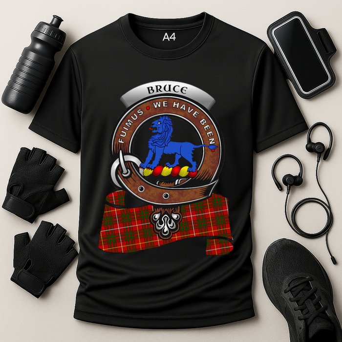 Bruce Scottish Clan Badge & Tartan Cooling Performance Crew T-Shirt