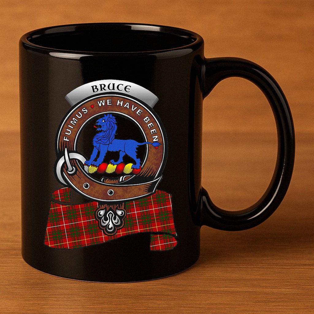 Bruce Scottish Clan Badge & Tartan 11oz C Handle Ceramic Mug