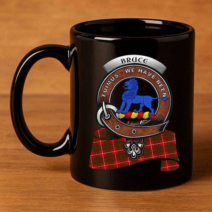 Bruce Scottish Clan Badge & Tartan 11oz C Handle Ceramic Mug