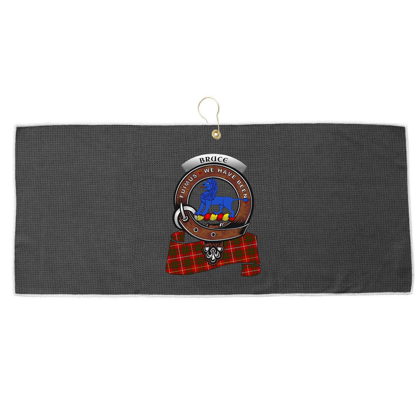 Bruce Scottish Clan Badge & Tartan Large Microfiber Waffle Golf Towel
