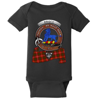 Bruce Scottish Clan Badge & Tartan Baby Bodysuit