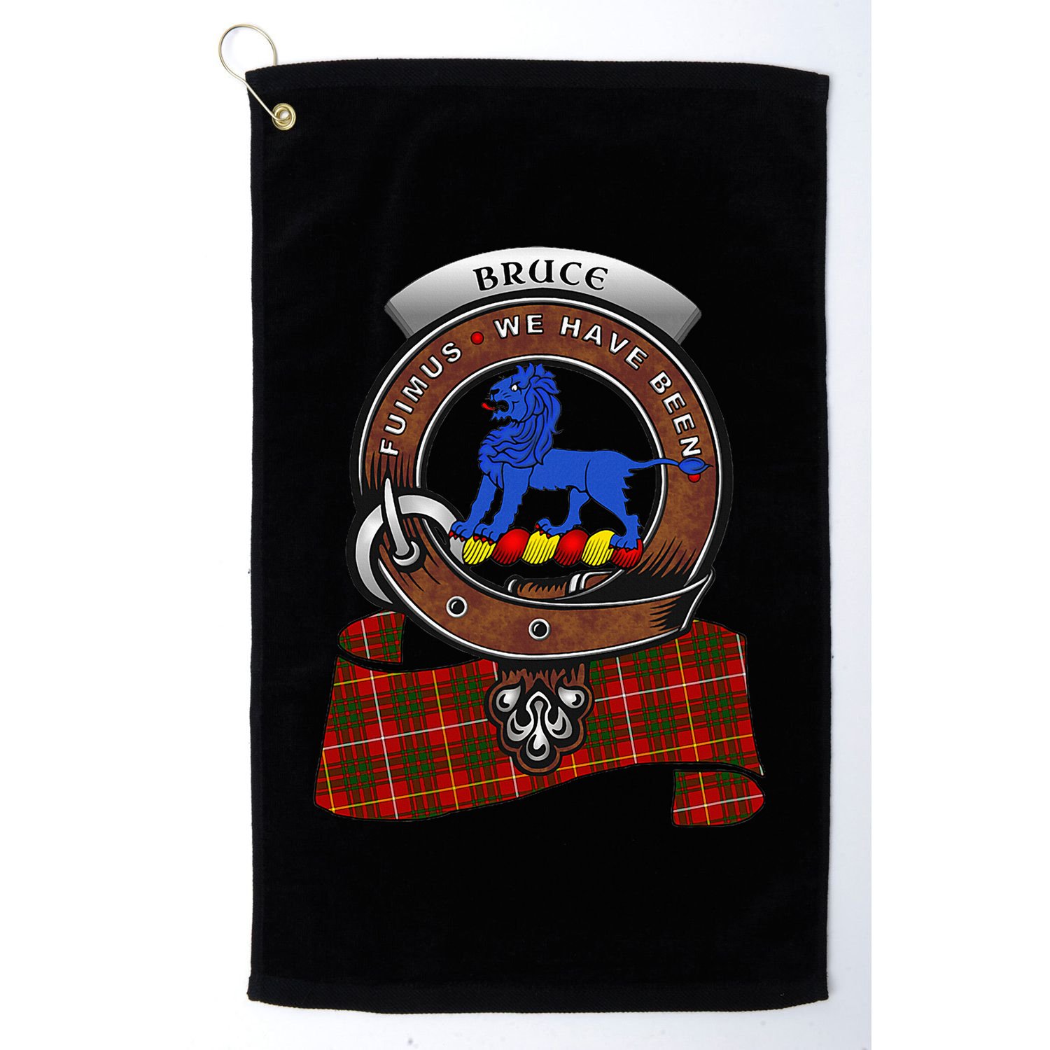 Bruce Scottish Clan Badge & Tartan Golf Towel