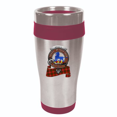 Bruce Scottish Clan Badge & Tartan 16oz Travel Tumbler