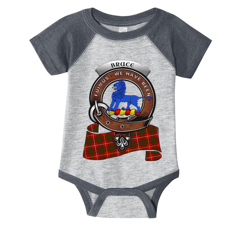 Bruce Scottish Clan Badge & Tartan Infant Baby Jersey Bodysuit