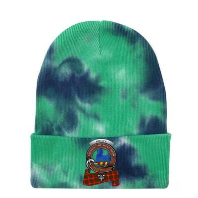 Bruce Scottish Clan Badge & Tartan Tie Dye 12in Knit Beanie