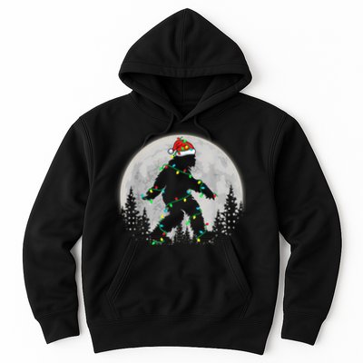 Bigfoot Santa Christmas Tree Lights Funny Xmas Sasquatch Hoodie