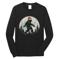 Bigfoot Santa Christmas Tree Lights Funny Xmas Sasquatch Long Sleeve Shirt