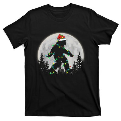 Bigfoot Santa Christmas Tree Lights Funny Xmas Sasquatch T-Shirt