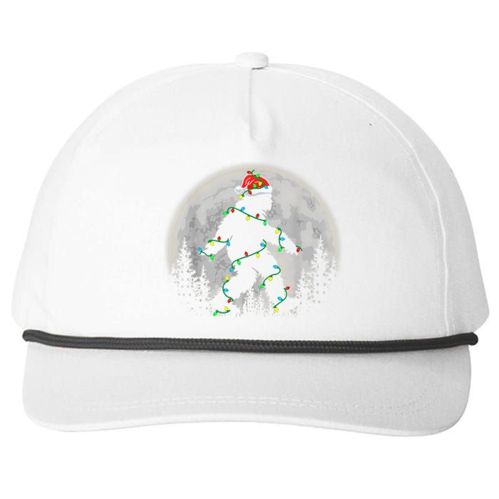 Bigfoot Santa Christmas Tree Lights Funny Xmas Sasquatch Snapback Five-Panel Rope Hat