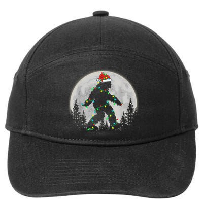 Bigfoot Santa Christmas Tree Lights Funny Xmas Sasquatch 7-Panel Snapback Hat