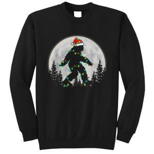 Bigfoot Santa Christmas Tree Lights Funny Xmas Sasquatch Tall Sweatshirt