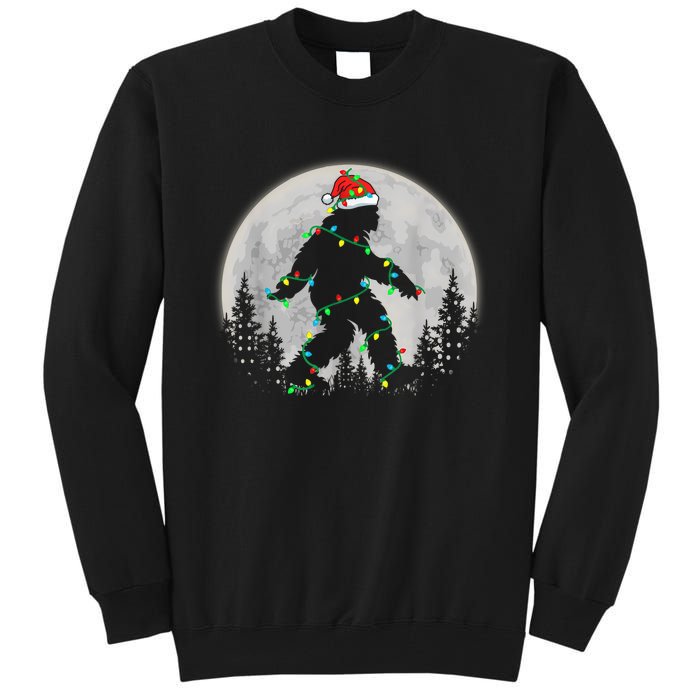 Bigfoot Santa Christmas Tree Lights Funny Xmas Sasquatch Tall Sweatshirt