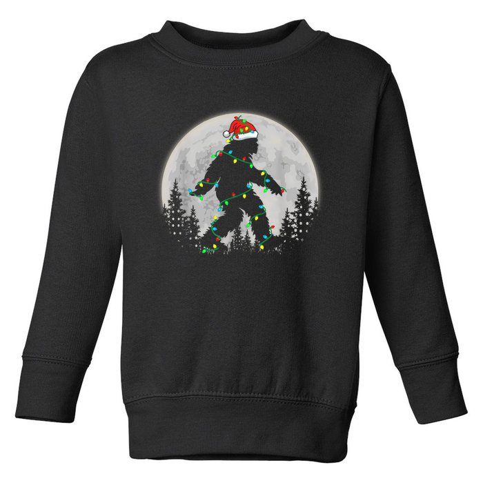 Bigfoot Santa Christmas Tree Lights Funny Xmas Sasquatch Toddler Sweatshirt