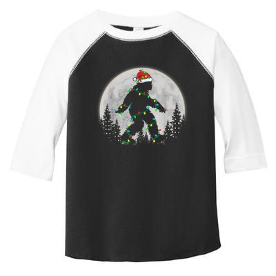 Bigfoot Santa Christmas Tree Lights Funny Xmas Sasquatch Toddler Fine Jersey T-Shirt