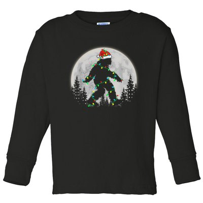 Bigfoot Santa Christmas Tree Lights Funny Xmas Sasquatch Toddler Long Sleeve Shirt