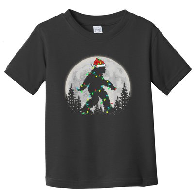 Bigfoot Santa Christmas Tree Lights Funny Xmas Sasquatch Toddler T-Shirt