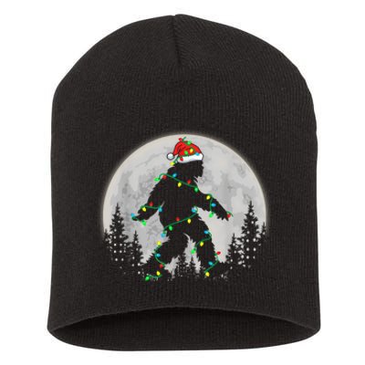 Bigfoot Santa Christmas Tree Lights Funny Xmas Sasquatch Short Acrylic Beanie