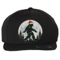 Bigfoot Santa Christmas Tree Lights Funny Xmas Sasquatch Wool Snapback Cap