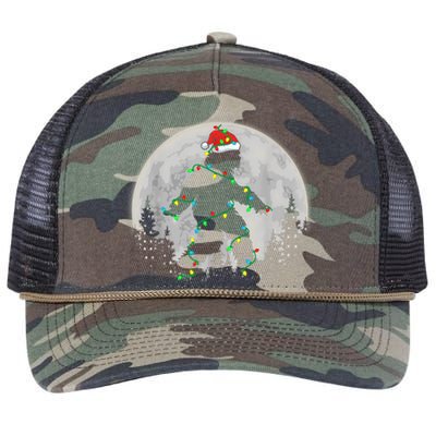 Bigfoot Santa Christmas Tree Lights Funny Xmas Sasquatch Retro Rope Trucker Hat Cap