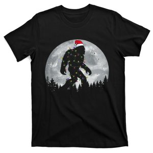 Bigfoot Santa Christmas Tree Lights Funny Xmas Sasquatch T-Shirt