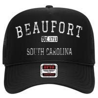 Beaufort South Carolina SC Vintage High Crown Mesh Back Trucker Hat