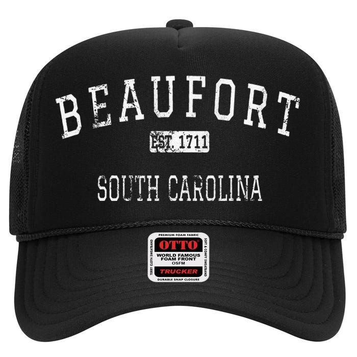 Beaufort South Carolina SC Vintage High Crown Mesh Back Trucker Hat