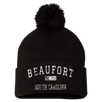 Beaufort South Carolina SC Vintage Pom Pom 12in Knit Beanie