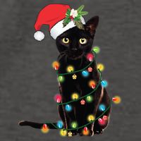 Black Santa Cat Tangled Up In Lights Christmas Santa Vector Backpack