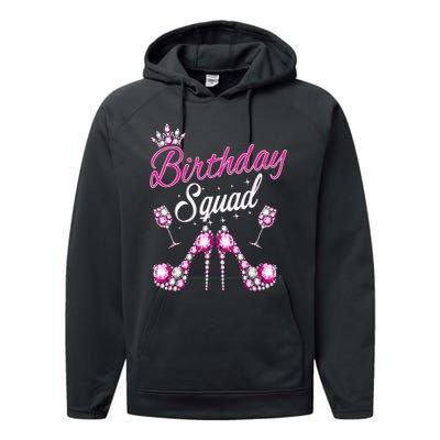 Birthday Squad Crown Elegant Design Diva Squad Women Performance Fleece Hoodie