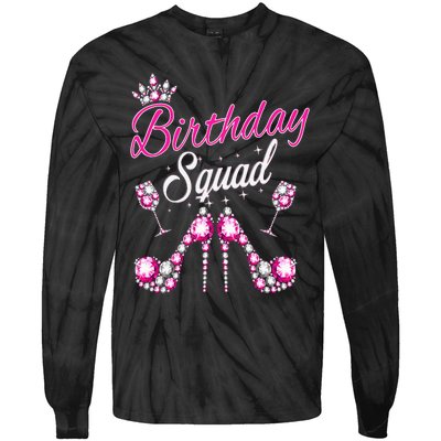 Birthday Squad Crown Elegant Design Diva Squad Women Tie-Dye Long Sleeve Shirt