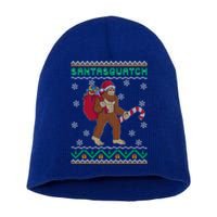 Believe Santa Christmas Funny Squatch Sasquatch Santasquatch Great Gift Short Acrylic Beanie