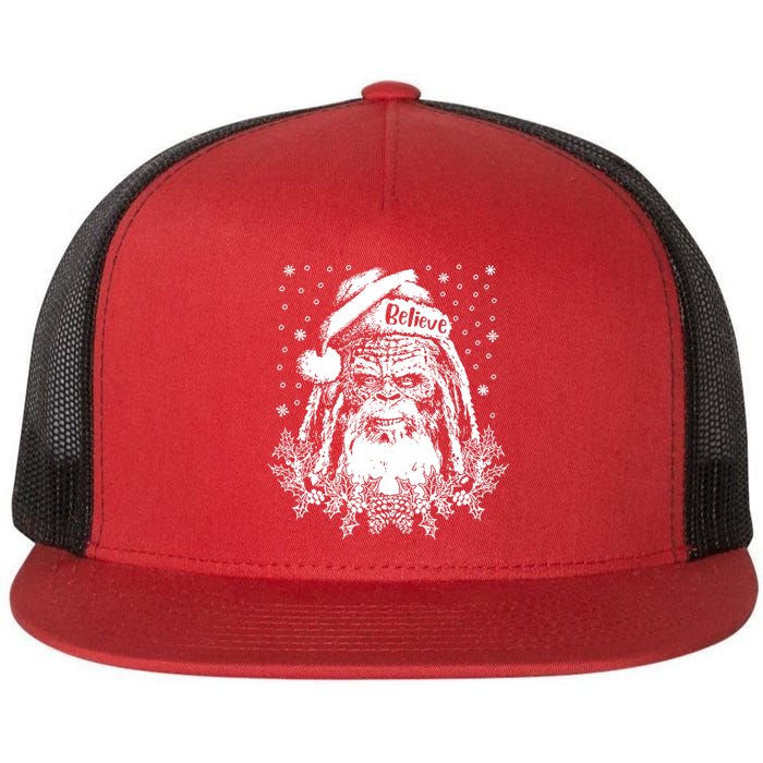 Bigfoot Santa Claus Flat Bill Trucker Hat