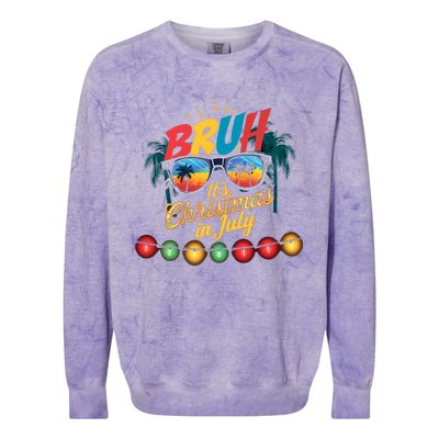 Bruh Santa Claus Sunglasses Beach Christmas In July Colorblast Crewneck Sweatshirt