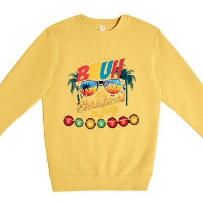 Bruh Santa Claus Sunglasses Beach Christmas In July Premium Crewneck Sweatshirt