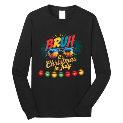 Bruh Santa Claus Sunglasses Beach Christmas In July Long Sleeve Shirt