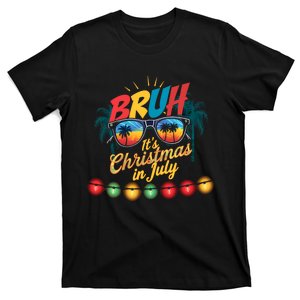 Bruh Santa Claus Sunglasses Beach Christmas In July T-Shirt