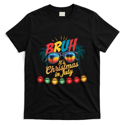 Bruh Santa Claus Sunglasses Beach Christmas In July T-Shirt