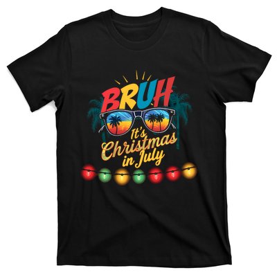 Bruh Santa Claus Sunglasses Beach Christmas In July T-Shirt