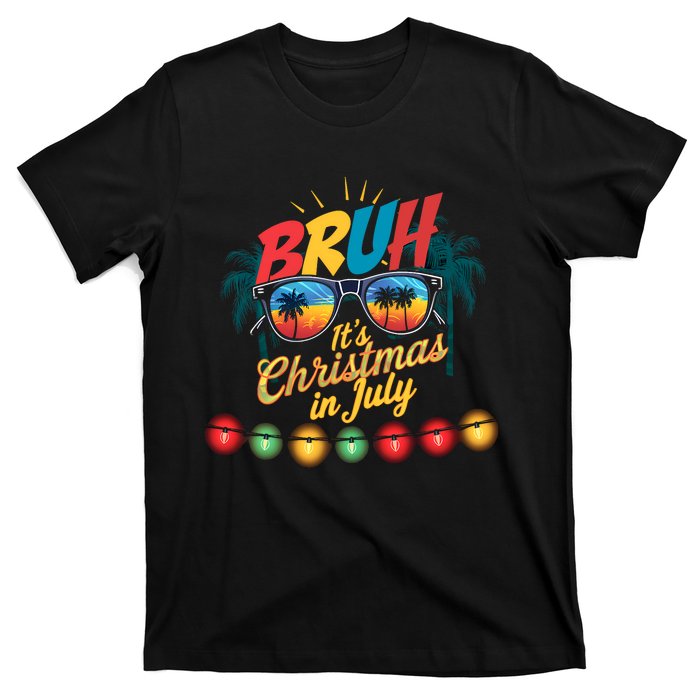 Bruh Santa Claus Sunglasses Beach Christmas In July T-Shirt